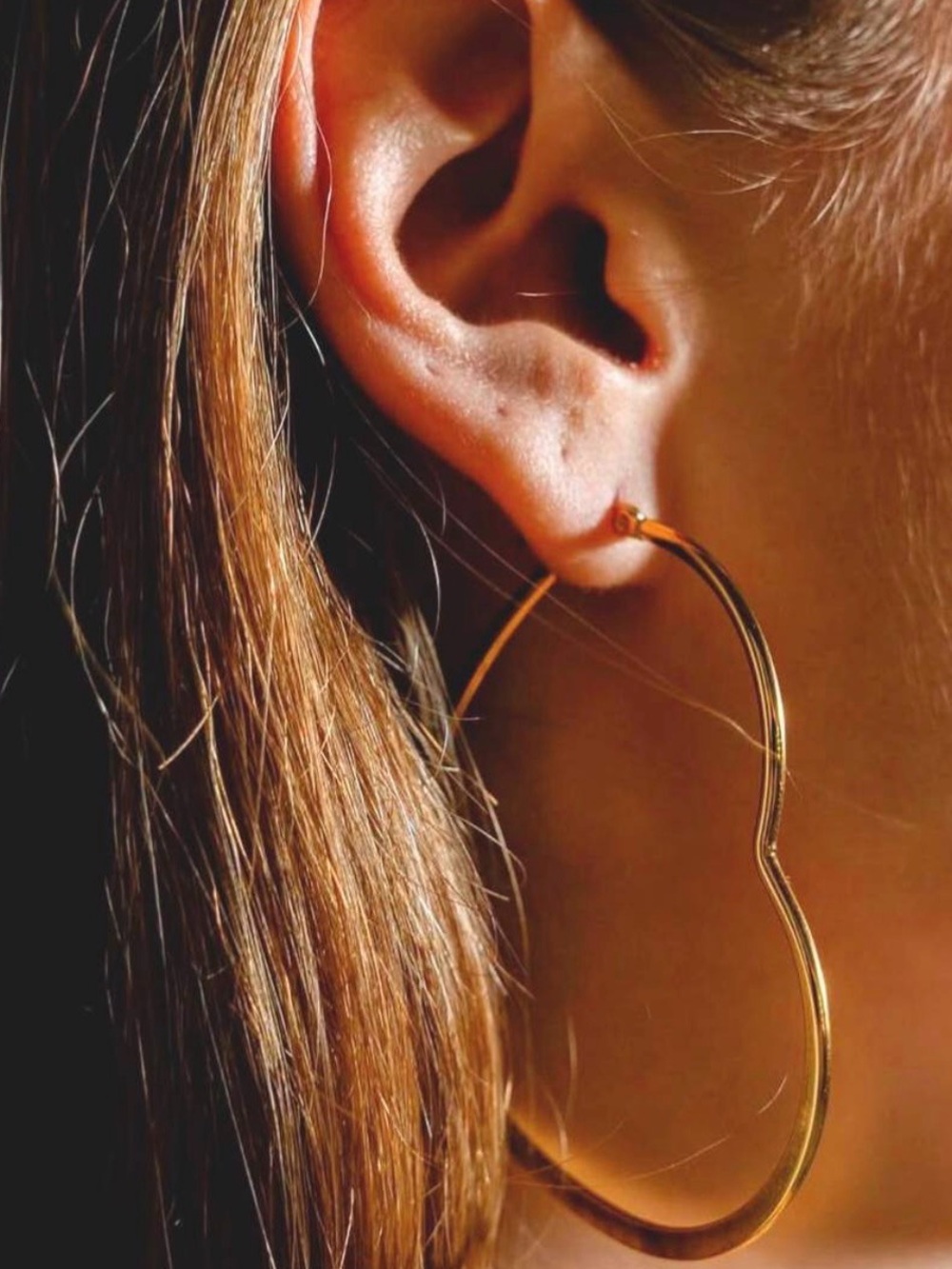 Love You More Gold Heart-Shaped Hoop Earrings